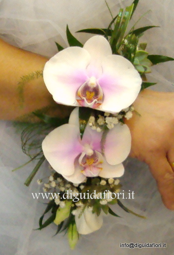 Bracciale per damigella con orchidee phalaenopsis