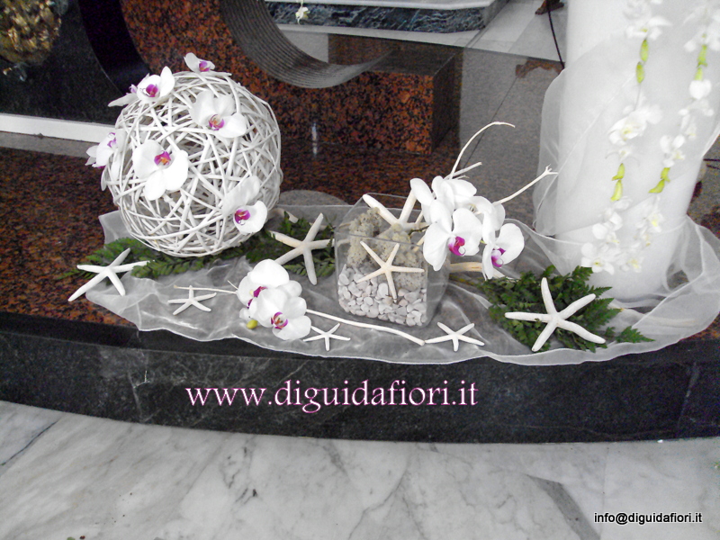 Addobbo floreale con orchidee phalaenopsis – Matrimonio Napoli – tema marino