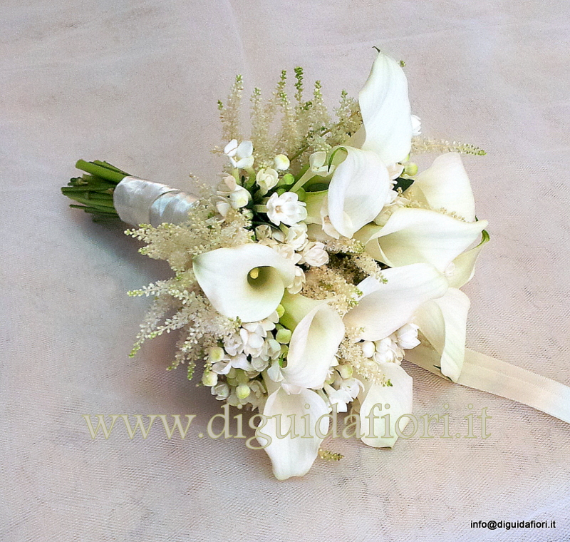 bouquet da sposa con calle, bouvardia e astilbe – Matrimonio Napoli