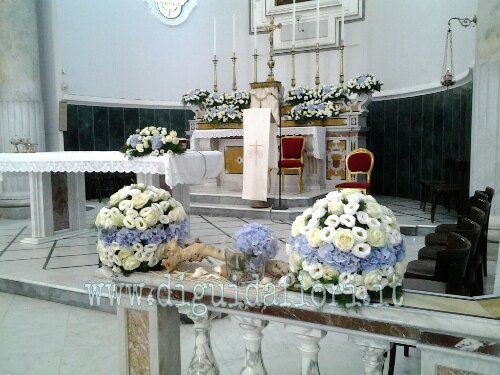 Addobbo floreale in tema marino – Matrimonio Chiesa Santa Maria del Popolo Torre del Greco